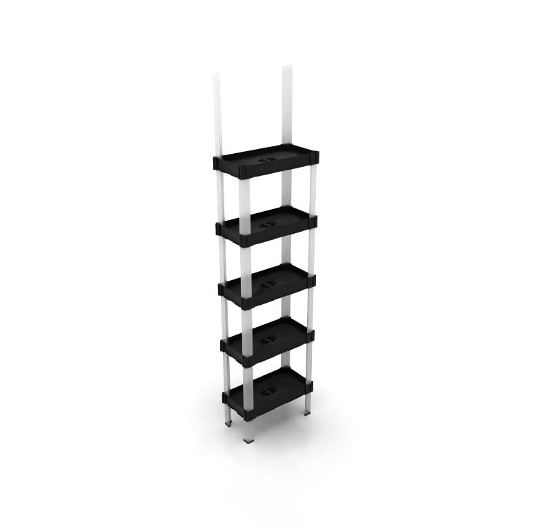 EXHIBIDOR MODULAR PARA PRODUCTOS 20*40 CMS PAYLOADER SISTEMA ENSAMBLE BANDEJA NEGRA