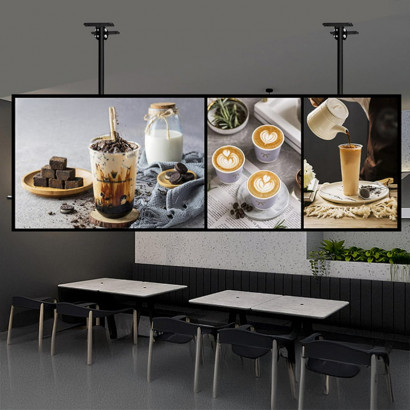 PANEL MENU SLIM BOX COLGANTE NEGRO CON BRAZO TELESCOPICO (400X600)