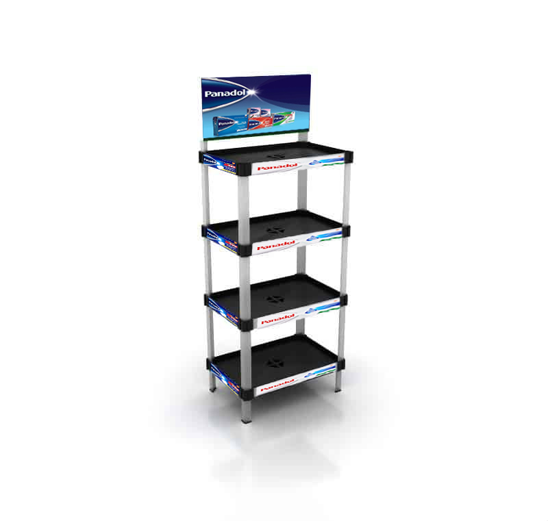 EXHIBIDOR MODULAR PARA PRODUCTOS 40*60 CMS PAYLOADER SISTEMA ENSAMBLE BANDEJA NEGRA